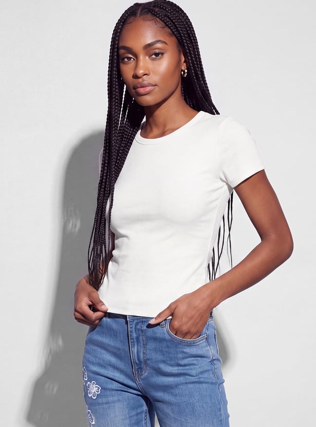 GINGER Solid Crop T-shirt