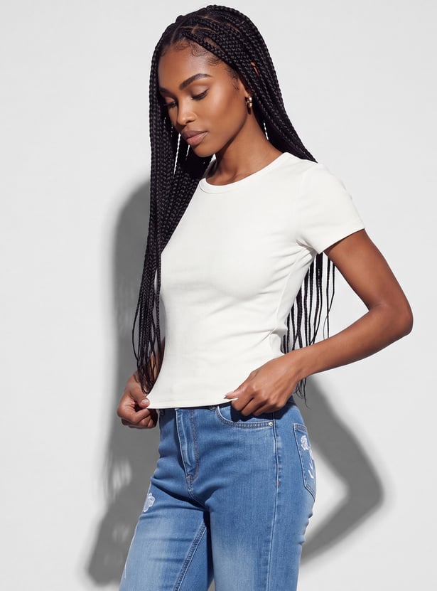 GINGER Solid Crop T-shirt