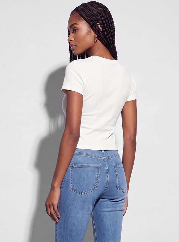 GINGER Solid Crop T-shirt