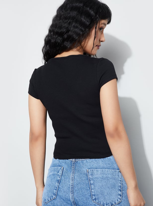 GINGER Ribbed V-Neck T-shirt