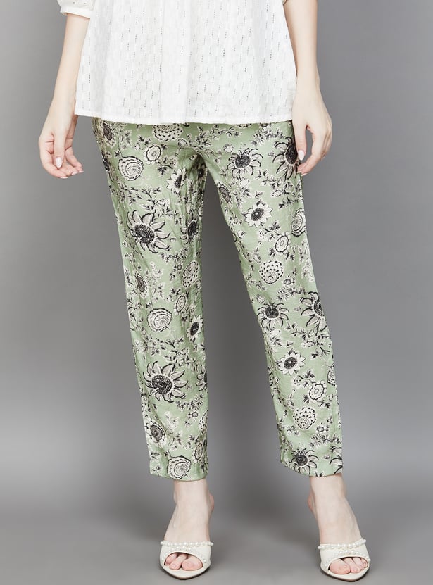 W Floral Print Straight Pants
