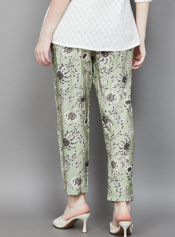 W Floral Print Straight Pants