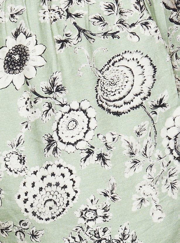W Floral Print Straight Pants