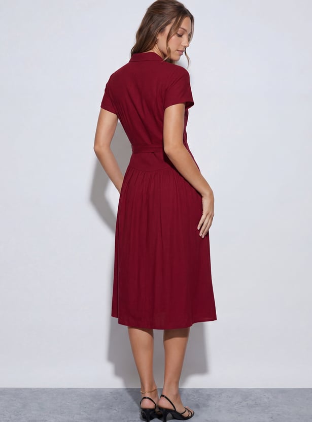 CODE Solid Midi Dress