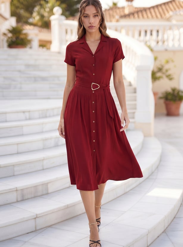 CODE Solid Midi Dress