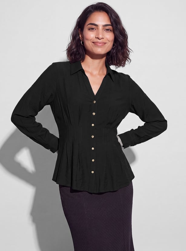 CODE Pintuck Detailed Shirt