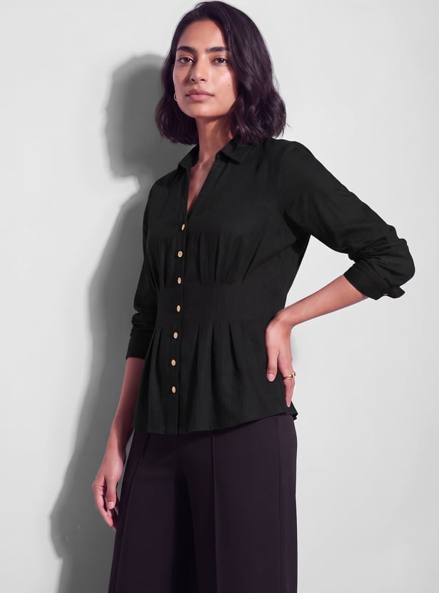 CODE Pintuck Detailed Shirt