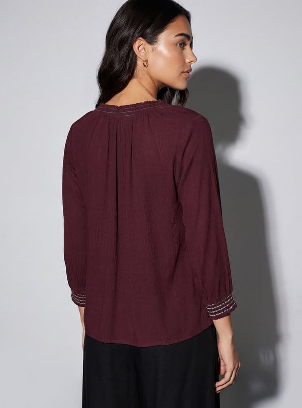 FAME FOREVER Solid Tie-Up Neck Top