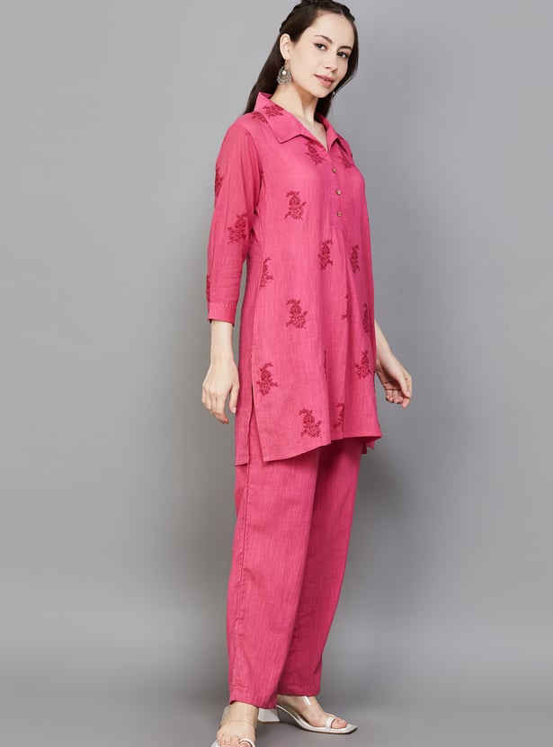SPAN Embroidered Straight Kurta Set