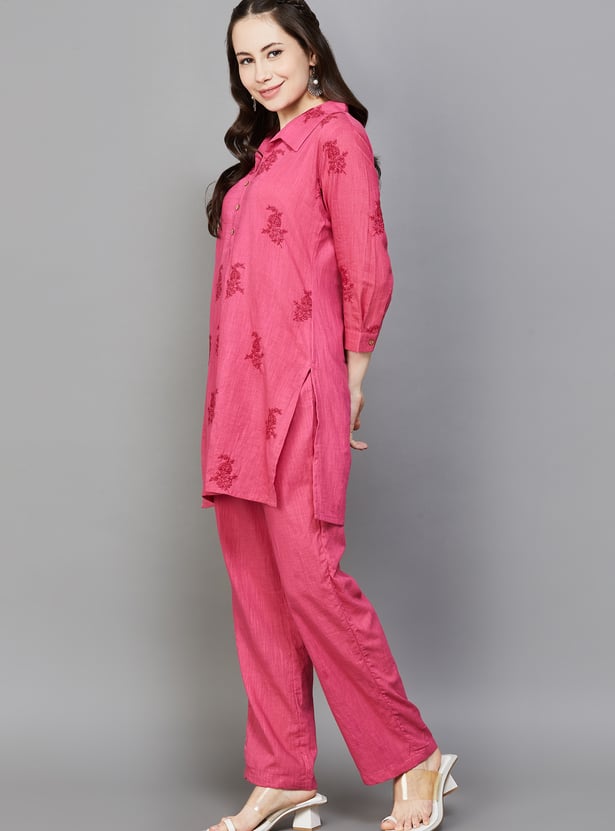 SPAN Embroidered Straight Kurta Set