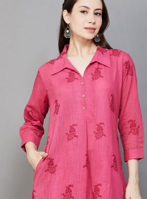 SPAN Embroidered Straight Kurta Set