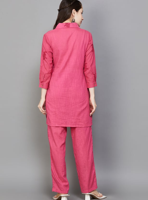 SPAN Embroidered Straight Kurta Set