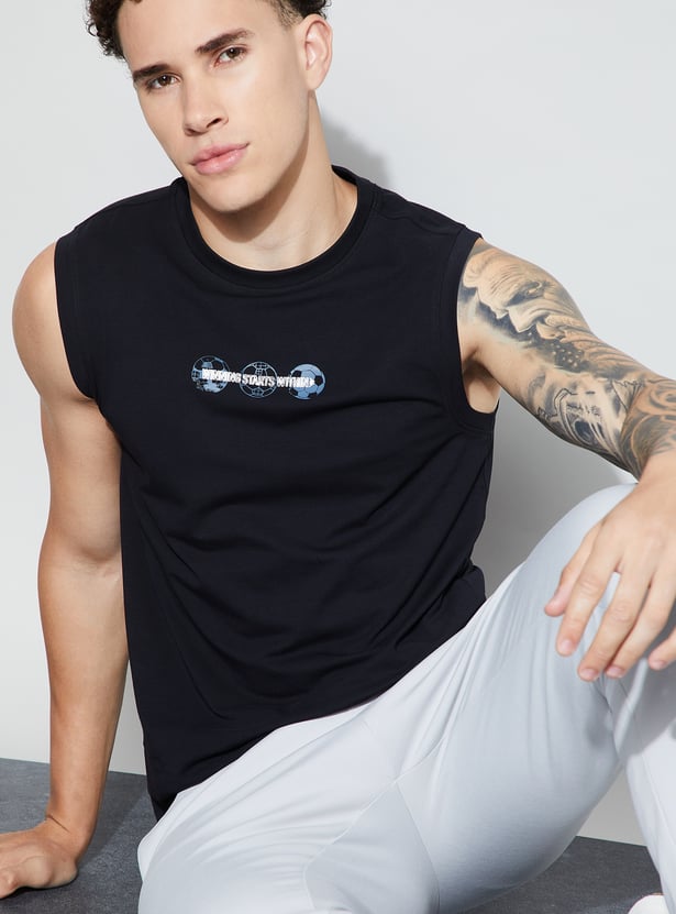 KAPPA Printed Sleeveless Crew Neck T-shirt