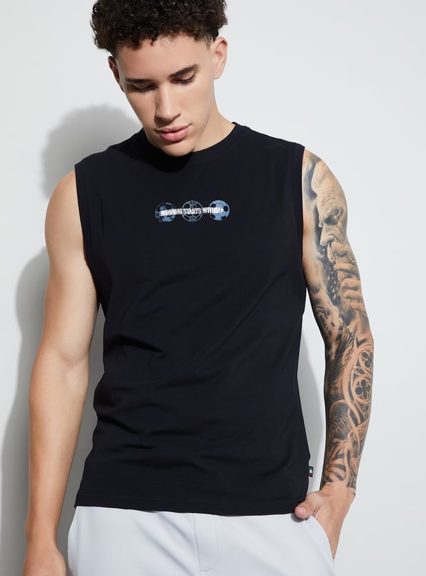 KAPPA Printed Sleeveless Crew Neck T-shirt