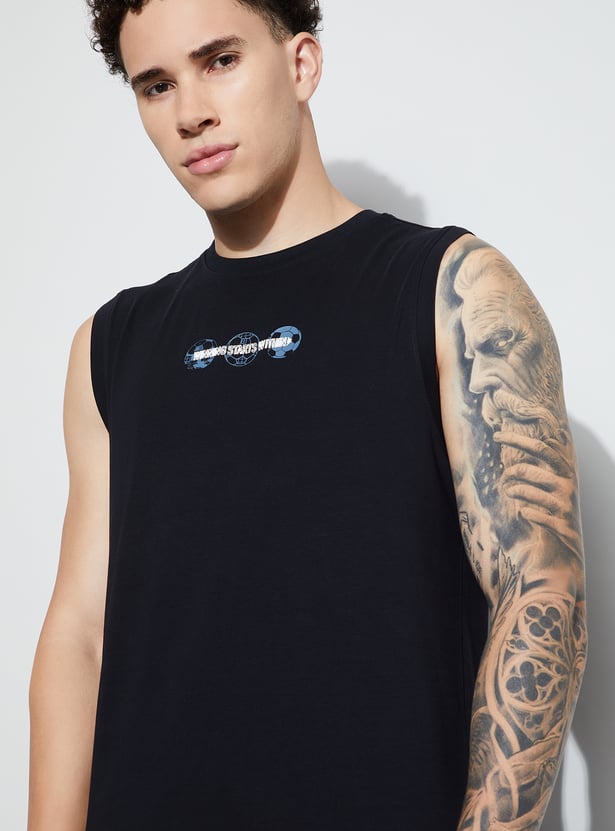 KAPPA Printed Sleeveless Crew Neck T-shirt
