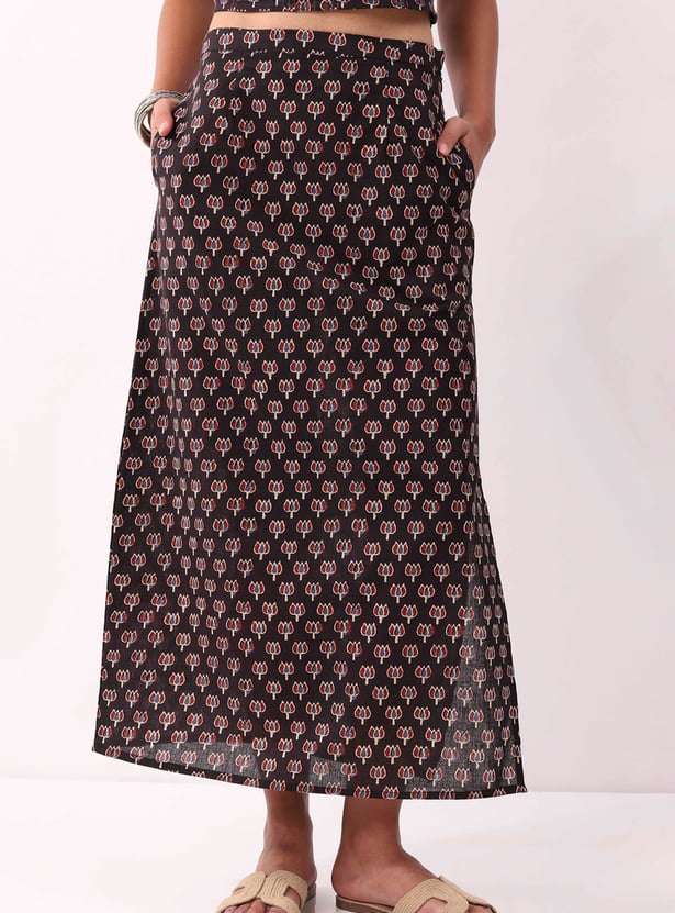 BIBA Floral Print Maxi Skirt