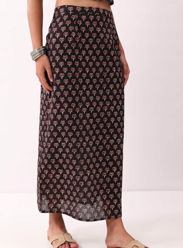 BIBA Floral Print Maxi Skirt