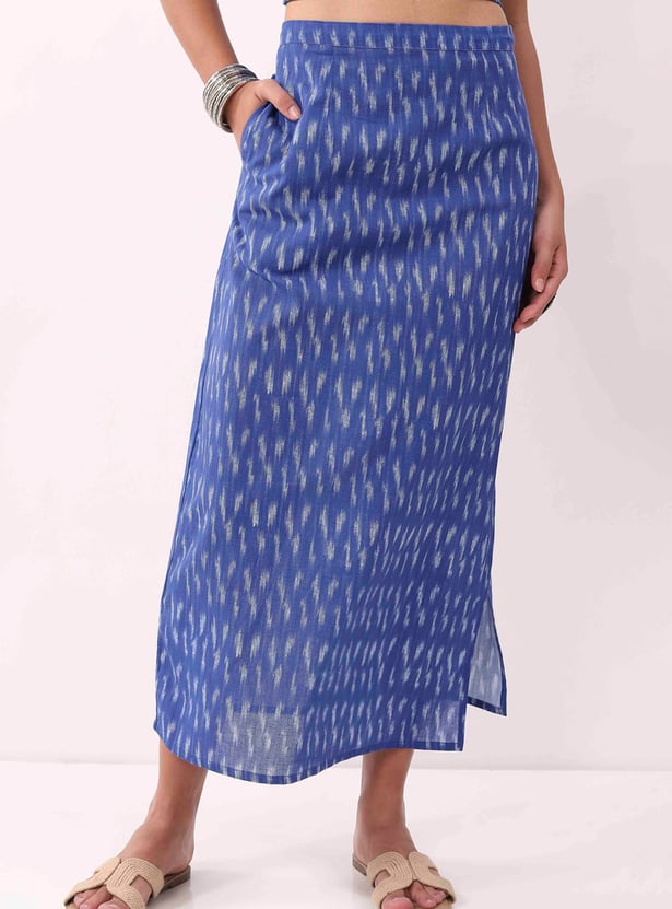 BIBA Ikat Print Midi Skirt