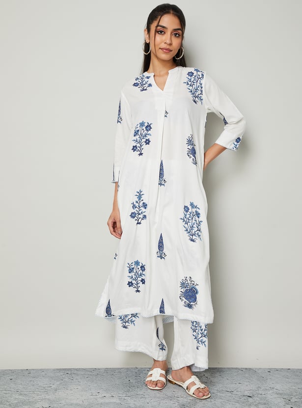 MELANGE Floral Print A-line Kurta Set