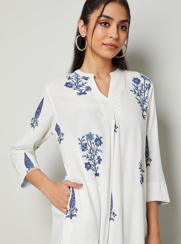 MELANGE Floral Print A-line Kurta Set