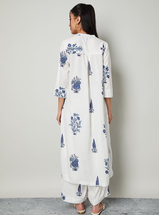 MELANGE Floral Print A-line Kurta Set