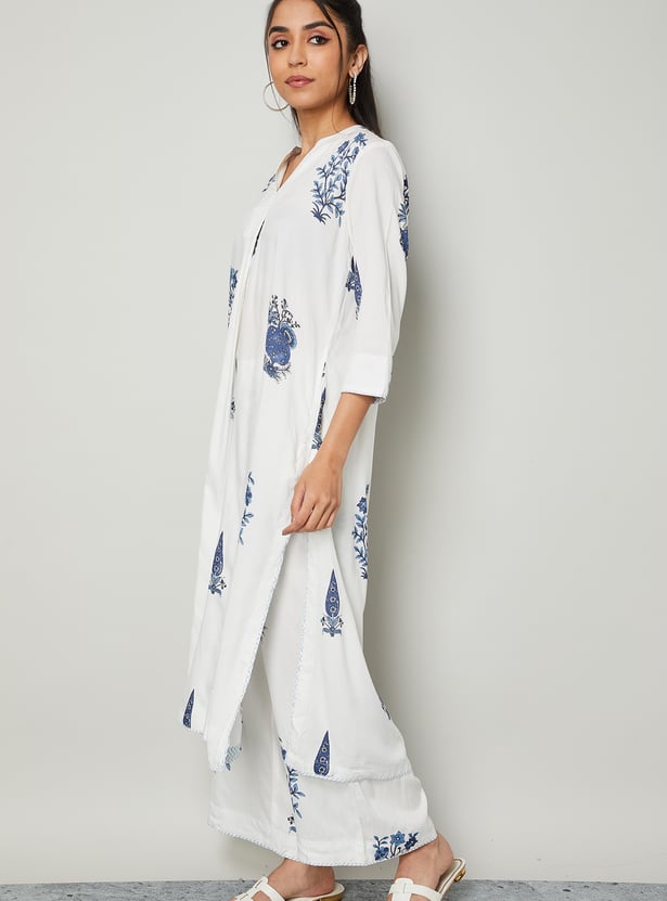 MELANGE Floral Print A-line Kurta Set