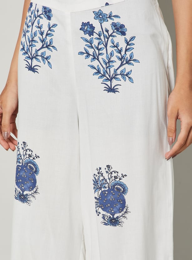MELANGE Floral Print A-line Kurta Set