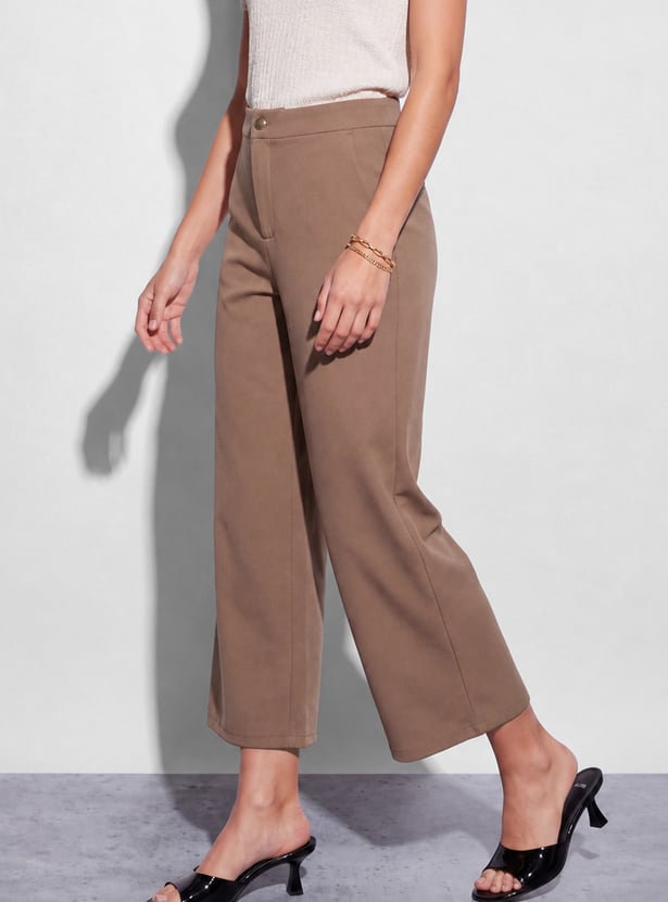 CODE Solid Wide Leg Trousers
