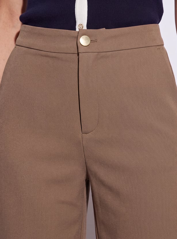 CODE Solid Wide Leg Trousers