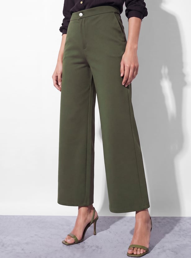 CODE Solid Wide Leg Trousers