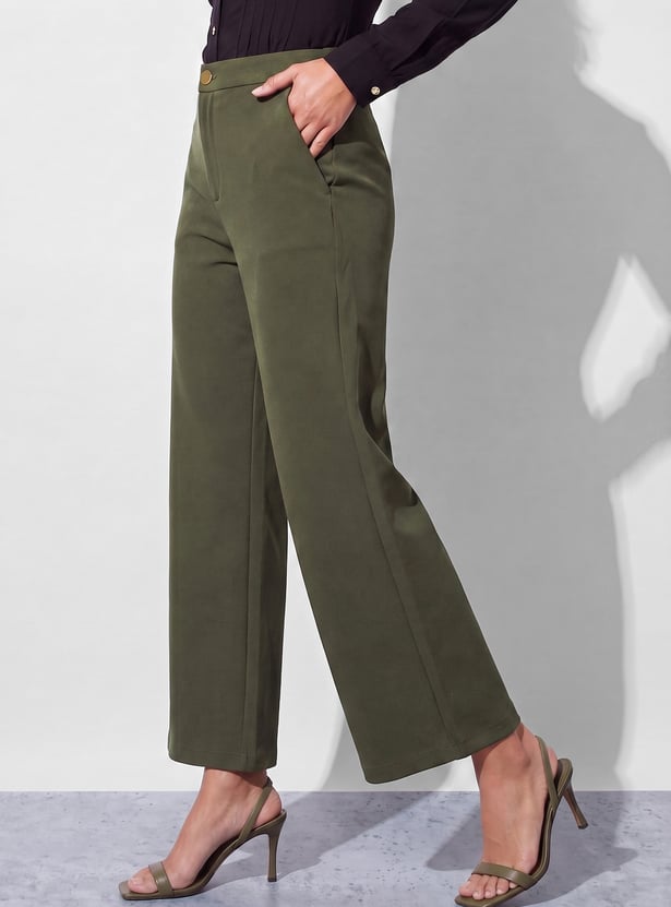 CODE Solid Wide Leg Trousers