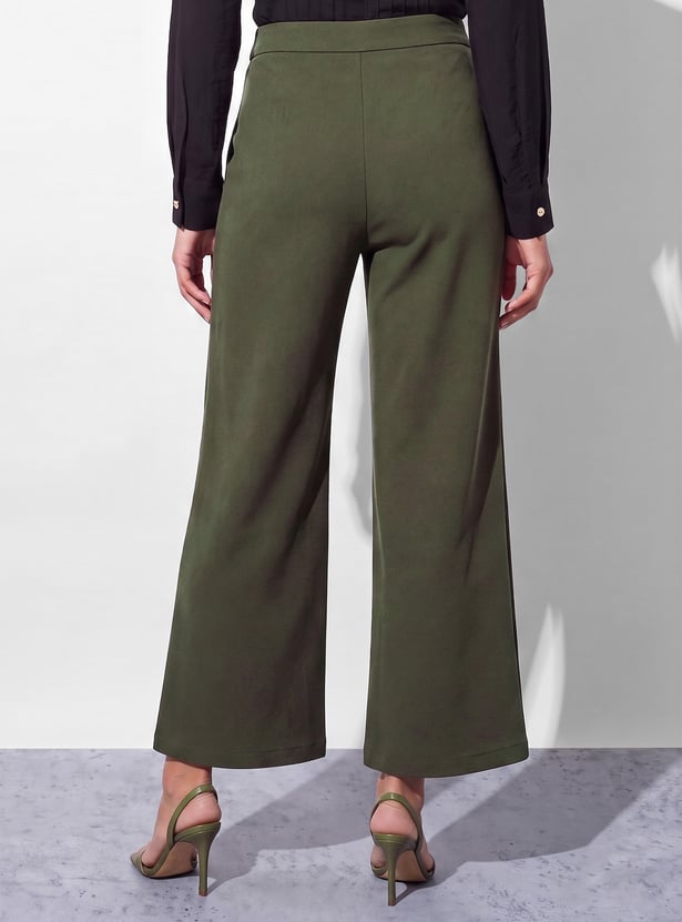 CODE Solid Wide Leg Trousers