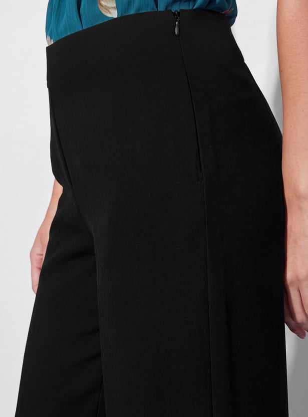 CODE Solid Straight Fit Trousers