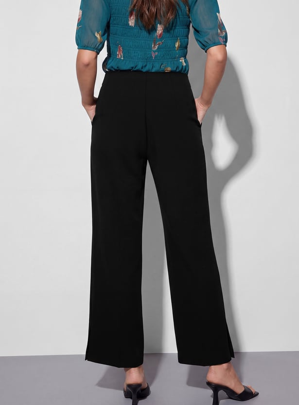 CODE Solid Straight Fit Trousers