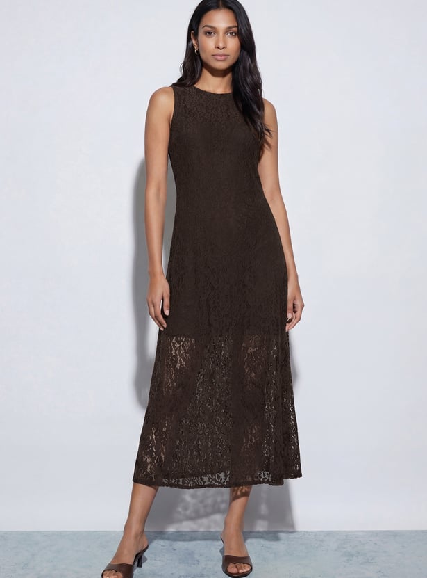 CODE Lace Fit & Flare Midi Dress