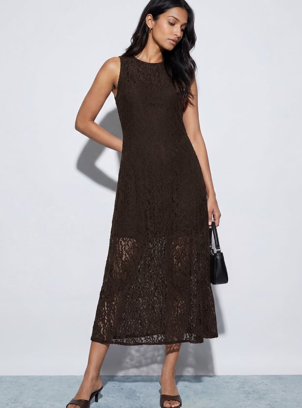 CODE Lace Fit & Flare Midi Dress
