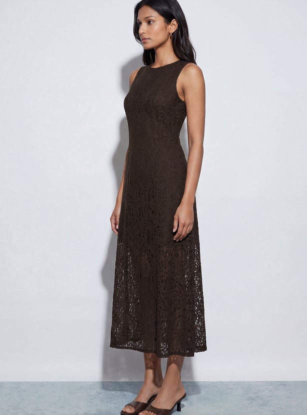 CODE Lace Fit & Flare Midi Dress