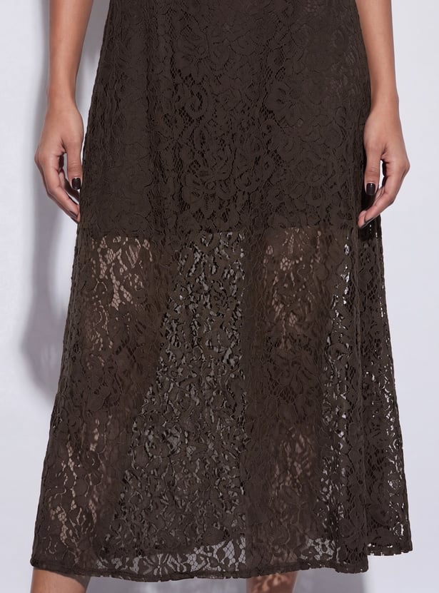 CODE Lace Fit & Flare Midi Dress