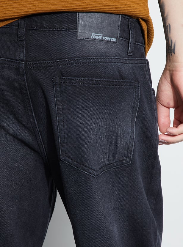 DENIMIZE Washed Mid-Rise Regular Straight Jeans