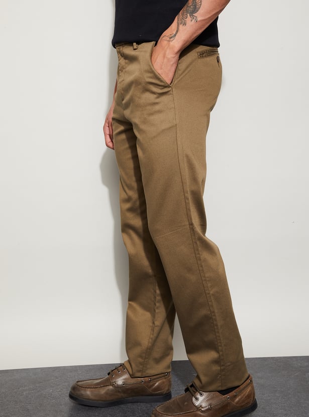 CODE Solid Regular Fit Trousers