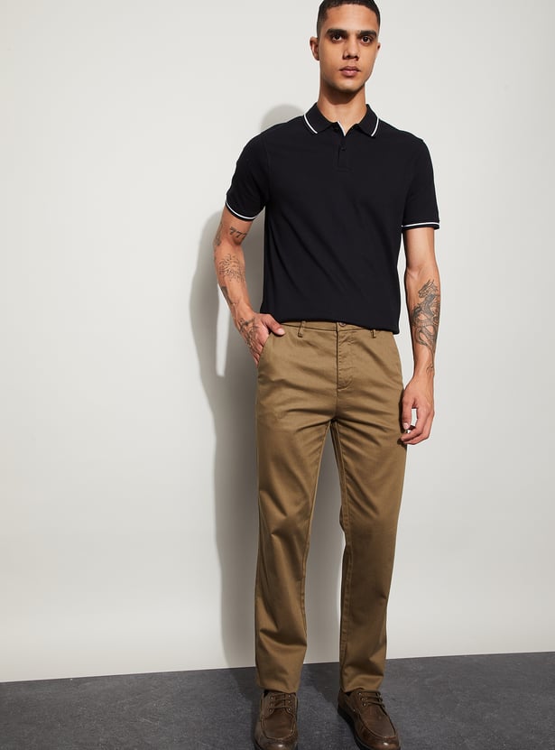 CODE Solid Regular Fit Trousers