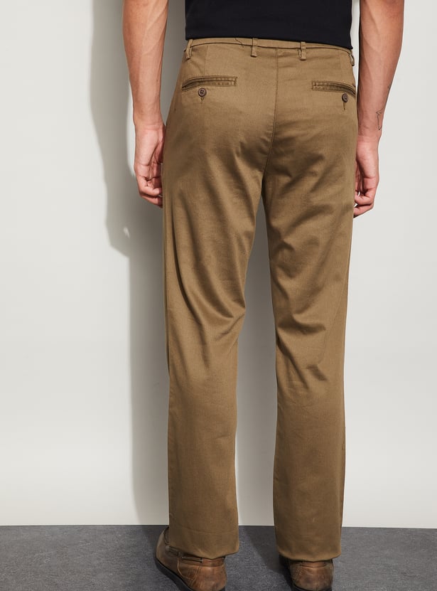 CODE Solid Regular Fit Trousers
