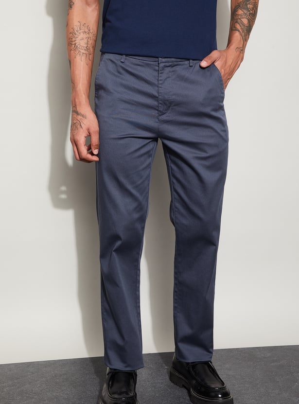 CODE Solid Regular Fit Trousers