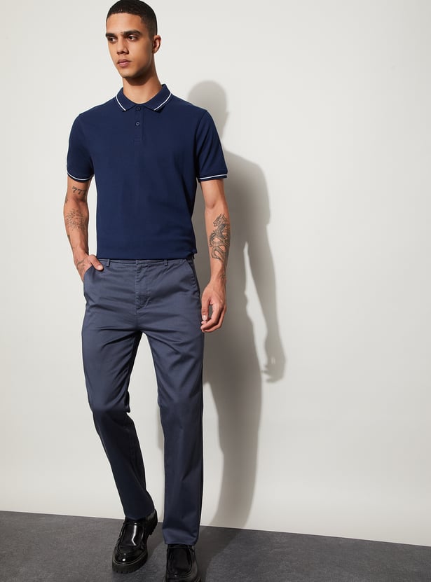 CODE Solid Regular Fit Trousers