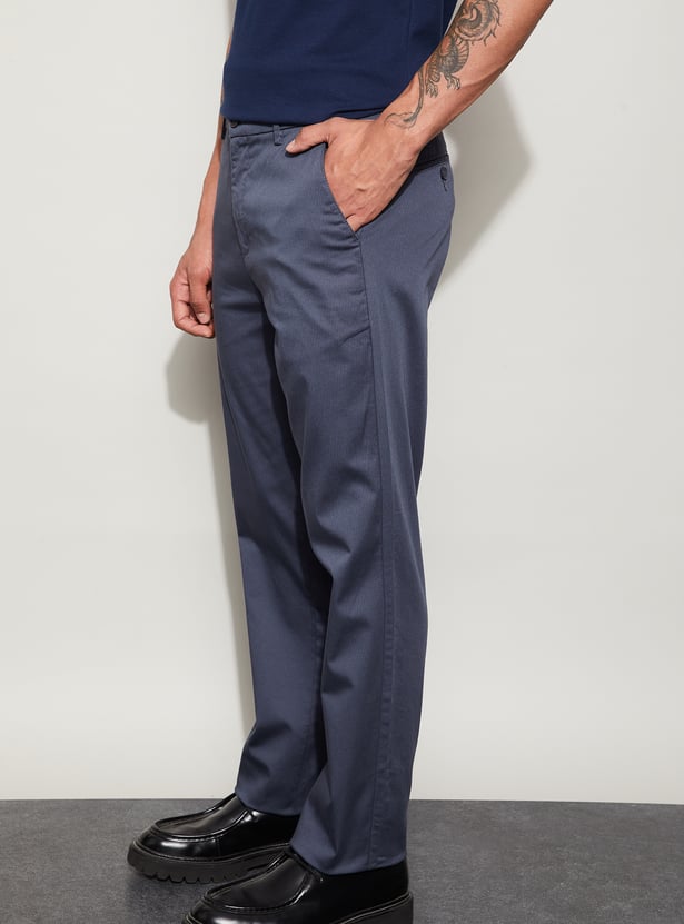 CODE Solid Regular Fit Trousers