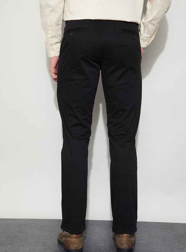 CODE Solid Slim Straight Trousers