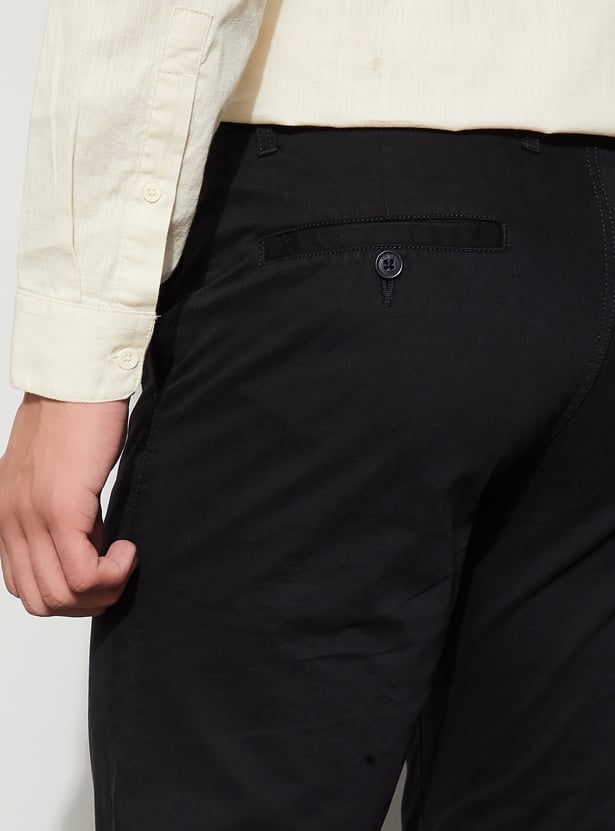 CODE Solid Slim Straight Trousers
