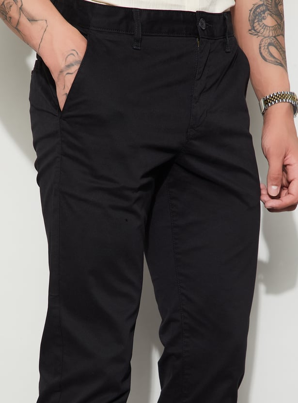 CODE Solid Slim Straight Trousers