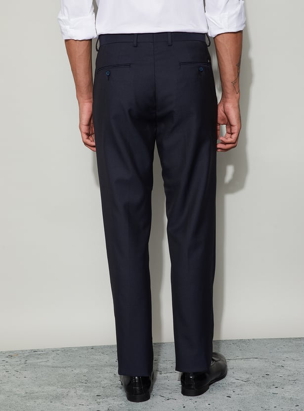 CODE Solid Regular Fit Formal Trousers