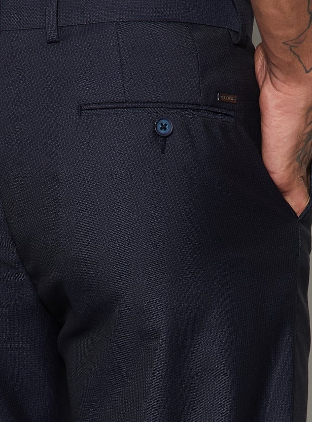 CODE Solid Regular Fit Formal Trousers